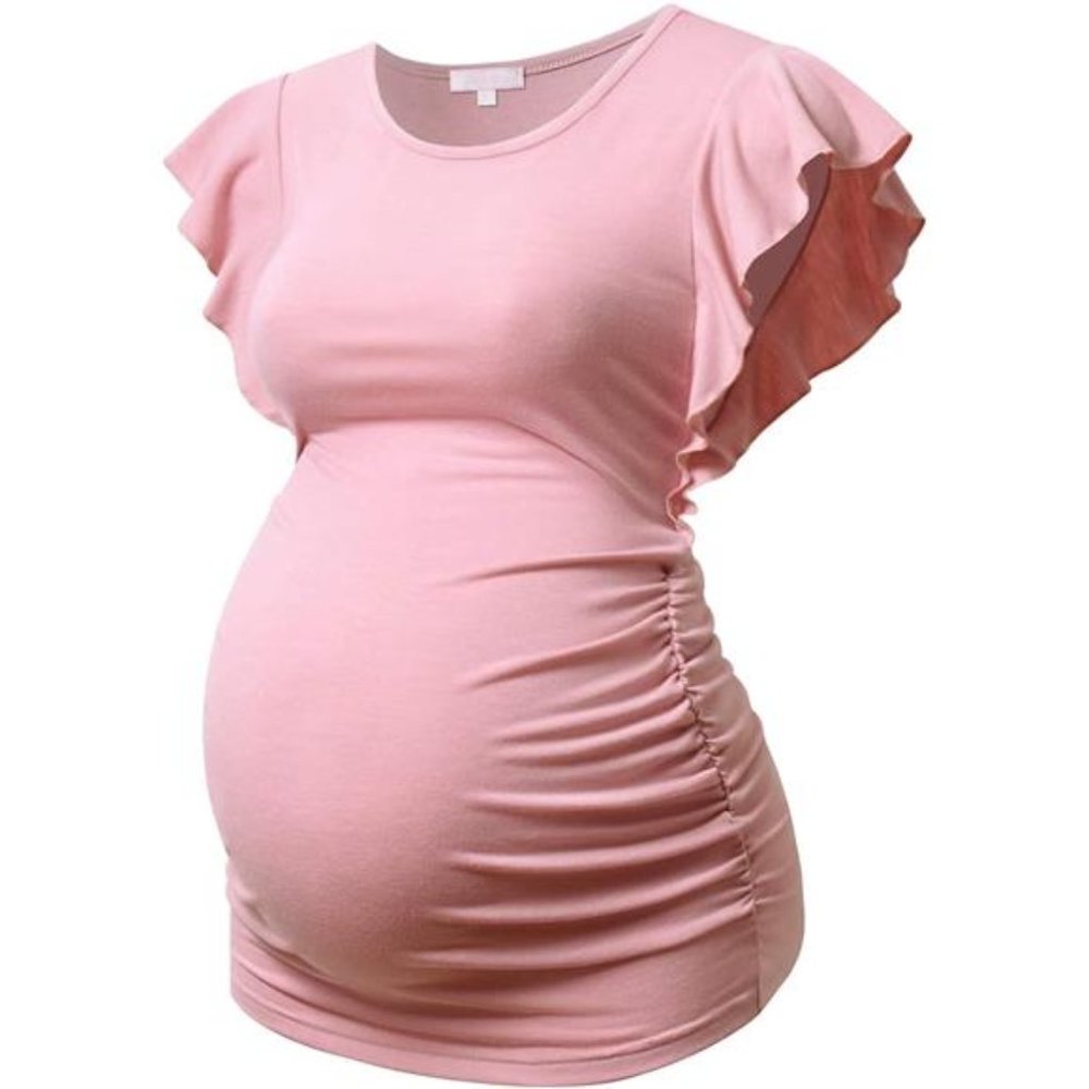 Bhome Maternity Tops Flying Shorts Sleeve Tshirt Pregnant Blouse Casual